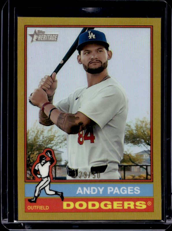Andy Pages 2025 Topps Heritage #379 Chrome - Gold Refractor /50 RAW