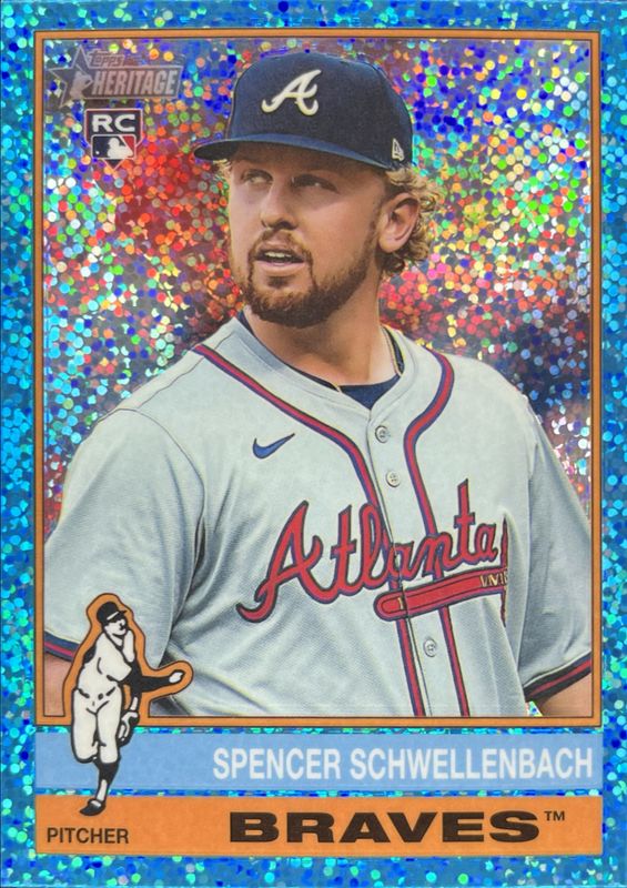 Spencer Schwellenbach 2025 Topps Heritage #58 Chrome - Light Blue Sparkle Refractor Rookie RAW