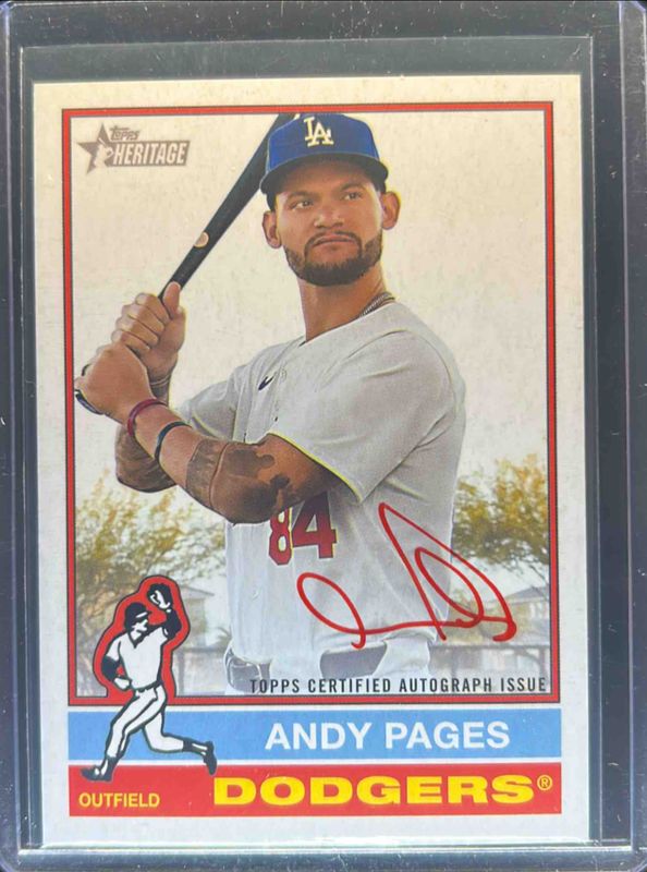 Andy Pages 2025 Topps Heritage #ROA-APA Real One Autographs - Red Ink /76 RAW