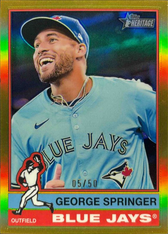 George Springer 2025 Topps Heritage #393 Chrome - Gold Refractor /50 RAW