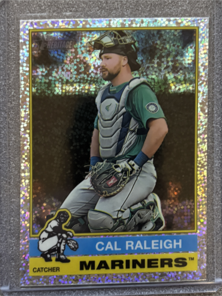 Cal Raleigh 2025 Topps Heritage #472 Chrome - Silver Sparkle Refractor ...