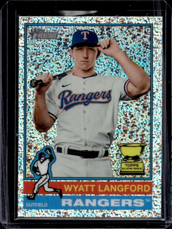 Wyatt Langford 2025 Topps Heritage #29 Chrome - Silver Sparkle Refractor RAW