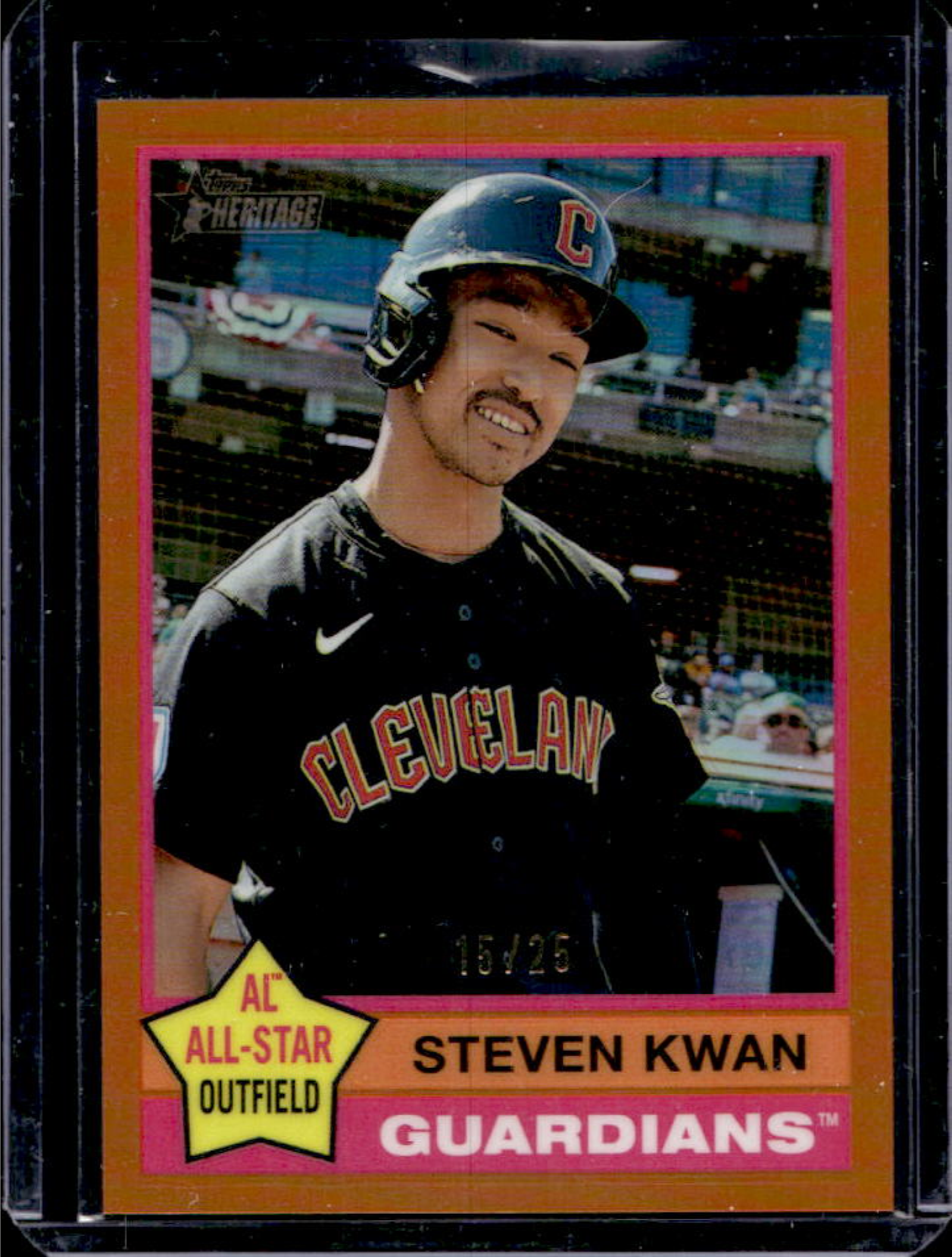 Steven Kwan 2025 Topps Heritage #475 Chrome - Orange Refractor /25 ...
