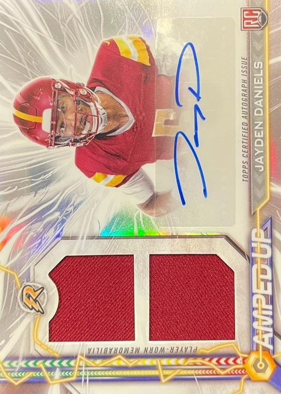 Jayden Daniels 2024 Topps Resurgence #AU-JD Amped Up Rookie Patch Autographs RAW