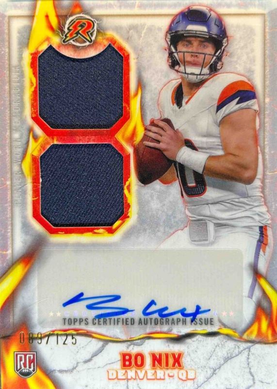 Bo Nix 2024 Topps Resurgence #IPA-BN Ignite Rookie Patch Autographs - White Surge Refractor /125 RAW