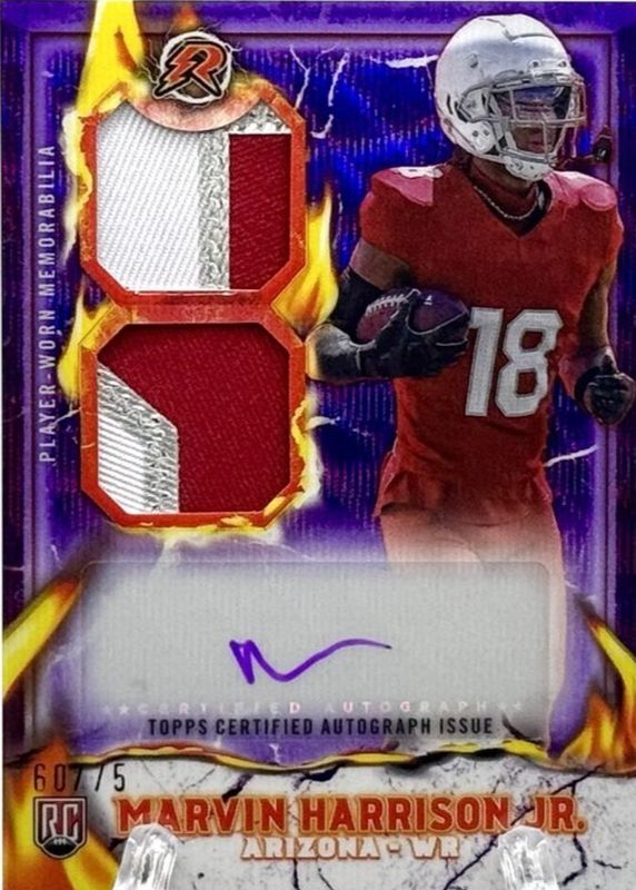 Marvin Harrison Jr. 2024 Topps Resurgence #RPA-MH Resurgence Rookie Patch Autographs - Purple Surge Refractor /75 RAW