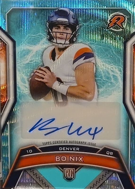 Bo Nix 2024 Topps Resurgence #RRS-BN Resurgence Rookie Signatures - Aqua Surge Refractor /249 RAW
