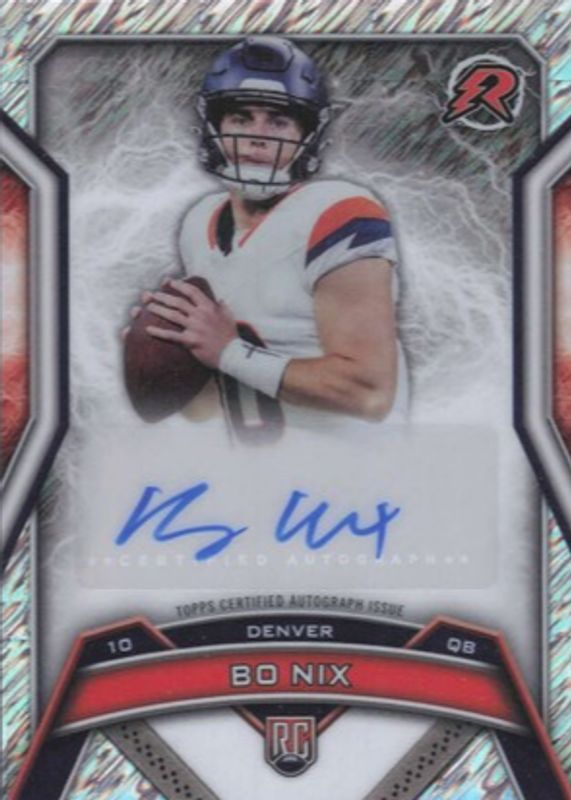 Bo Nix 2024 Topps Resurgence #RRS-BN Resurgence Rookie Signatures - Silver Static Refractor RAW