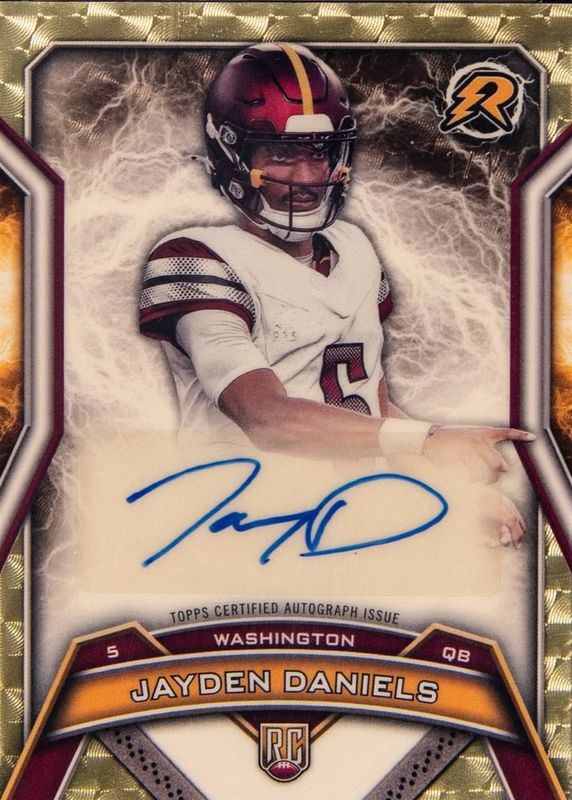 Jayden Daniels 2024 Topps Resurgence #RRS-JD Resurgence Rookie Signatures - Superfractor /1 RAW