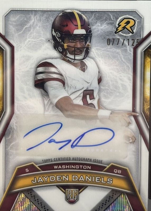 Jayden Daniels 2024 Topps Resurgence #RRS-JD Resurgence Rookie Signatures - White Surge Refractor /125 RAW