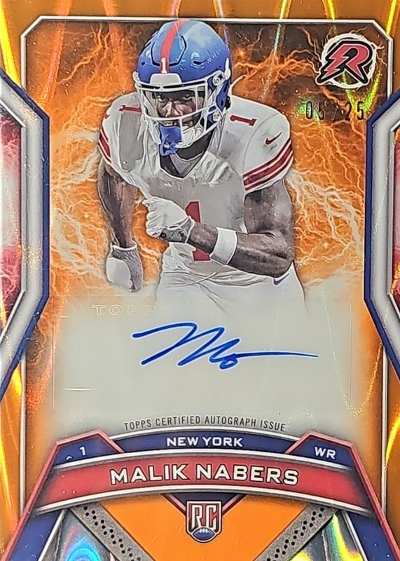 Malik Nabers 2024 Topps Resurgence #RRS-MN Resurgence Rookie Signatures -  Orange Power Surge Refractor /25 Price Guide - Sports Card Investor