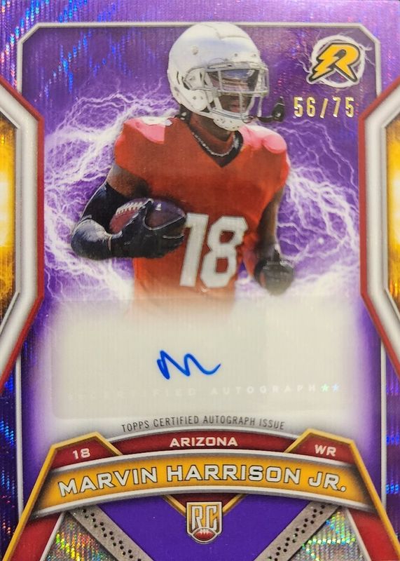 Marvin Harrison Jr. 2024 Topps Resurgence #RRS-MHJ Resurgence Rookie Signatures - Purple Surge Refractor /75 RAW