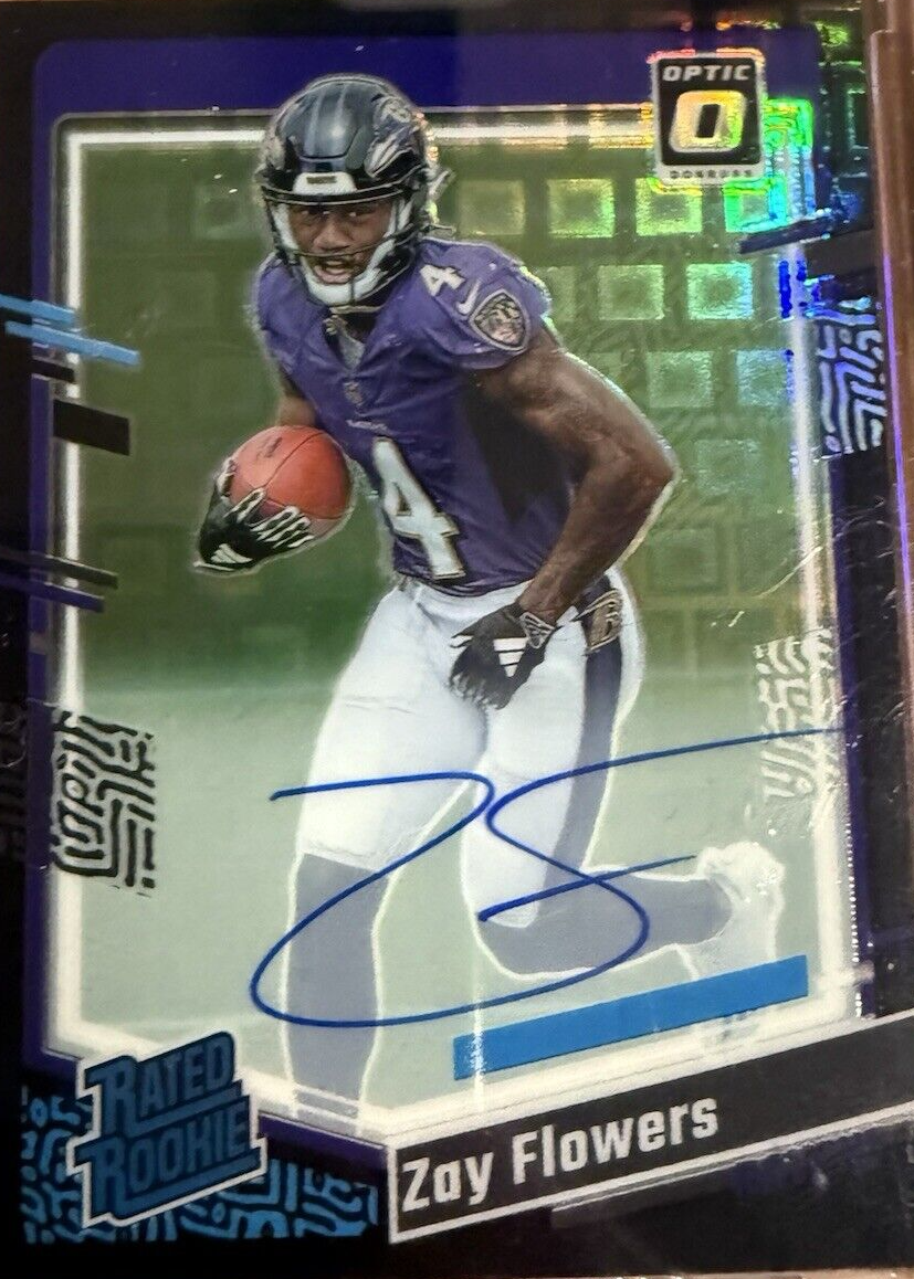 Zay Flowers 2023 Optic #210 Rated Rookie Autographs - Black