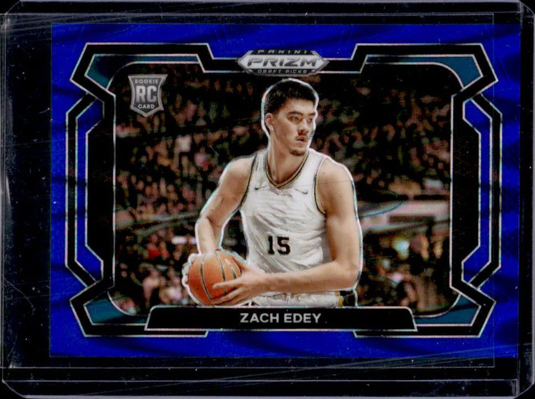 Zach Edey 2024 Prizm Draft Picks #1b Blue Seismic /149 Rookie RAW