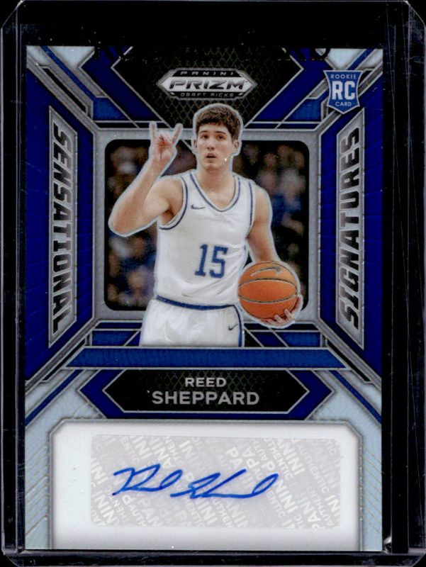 Reed Sheppard 2024 Prizm Draft Picks #SS-RSP Sensational Signatures - Blue /149 Rookie RAW