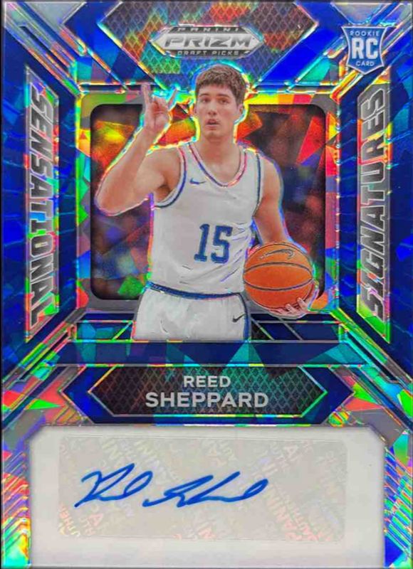 Reed Sheppard 2024 Prizm Draft Picks #SS-RSP Sensational Signatures - Blue Ice /75 Rookie RAW