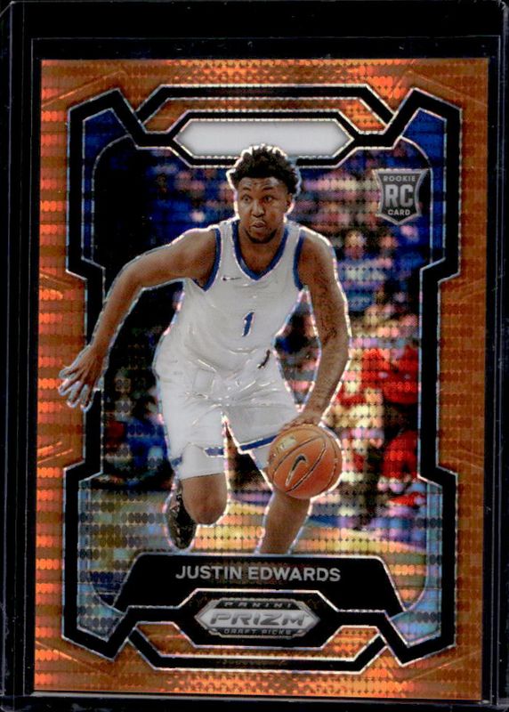 Justin Edwards 2024 Prizm Draft Picks #25 Orange Pulsar /49 RAW
