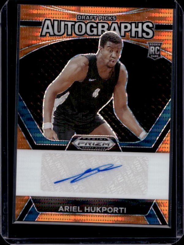 Ariel Hukporti 2024 Prizm Draft Picks #DPA-HUK Draft Picks Autographs - Orange Pulsar /49 Rookie RAW