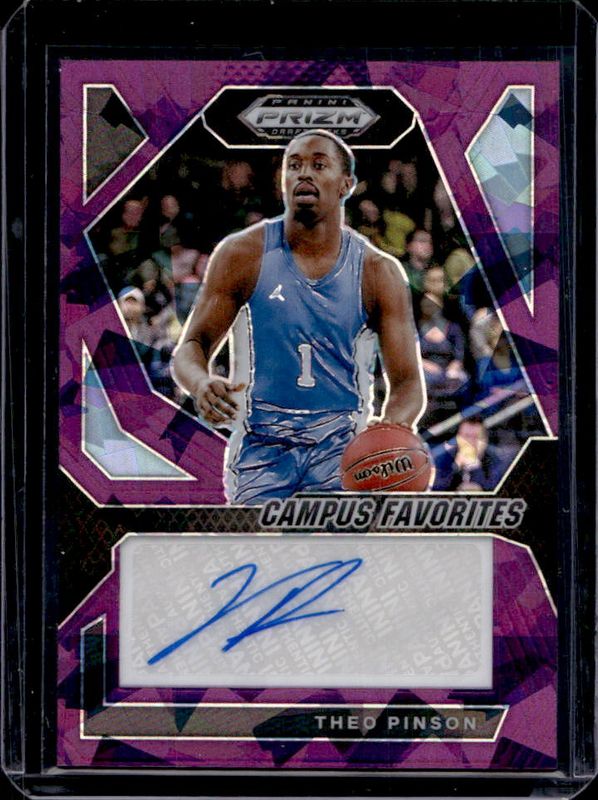 Theo Pinson 2024 Prizm Draft Picks #CFS-TPN Campus Favorites Signatures - Purple Ice /99 RAW