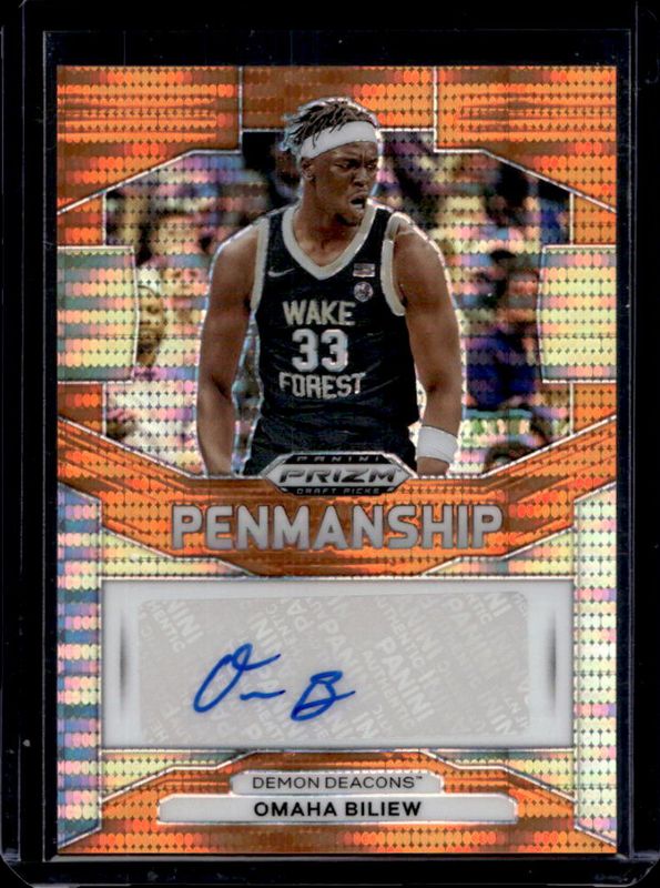 Omaha Biliew 2024 Prizm Draft Picks #P-OBW Penmanship - Orange Pulsar /49 RAW