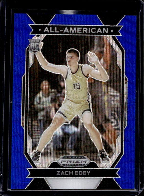 Zach Edey 2024 Prizm Draft Picks #15 All-American - Blue Wave /249 Rookie RAW