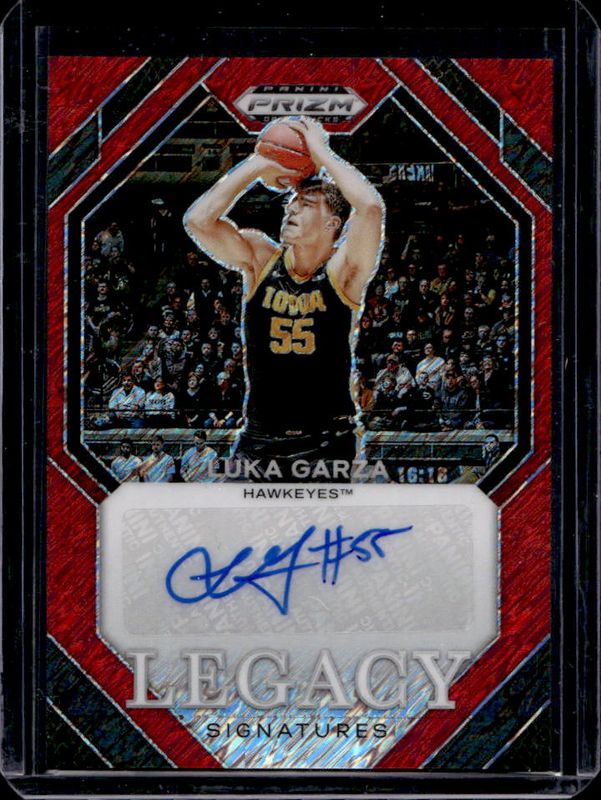 Luka Garza 2024 Prizm Draft Picks #LS-LGZ Legacy Signatures - Red Shimmer /11 RAW