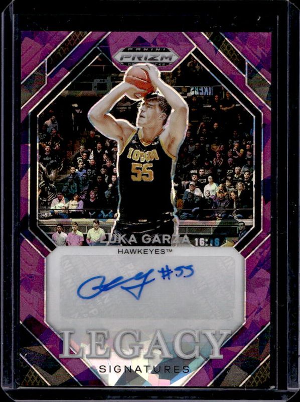 Luka Garza 2024 Prizm Draft Picks #LS-LGZ Legacy Signatures - Purple Ice /99 RAW