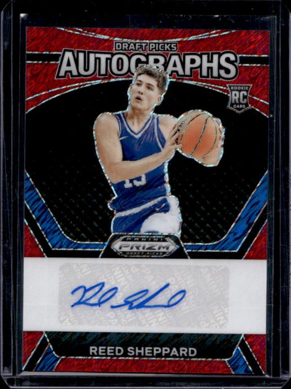 Reed Sheppard 2024 Prizm Draft Picks #DPA-RSP Draft Picks Autographs - Red Shimmer /11 Rookie RAW