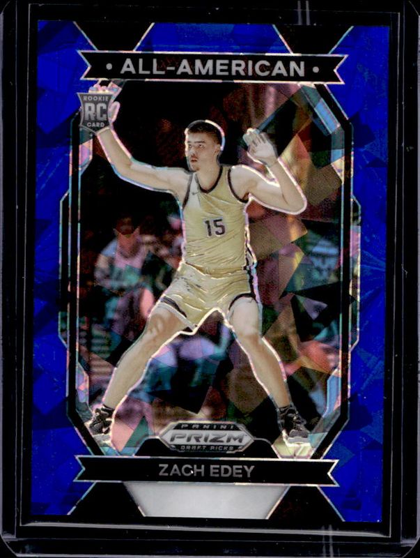 Zach Edey 2024 Prizm Draft Picks #15 All-American - Blue Ice /99 Rookie RAW