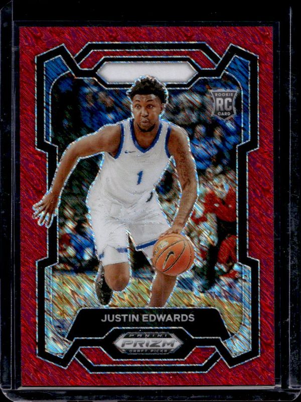 Justin Edwards 2024 Prizm Draft Picks #25 Red Shimmer /9 RAW