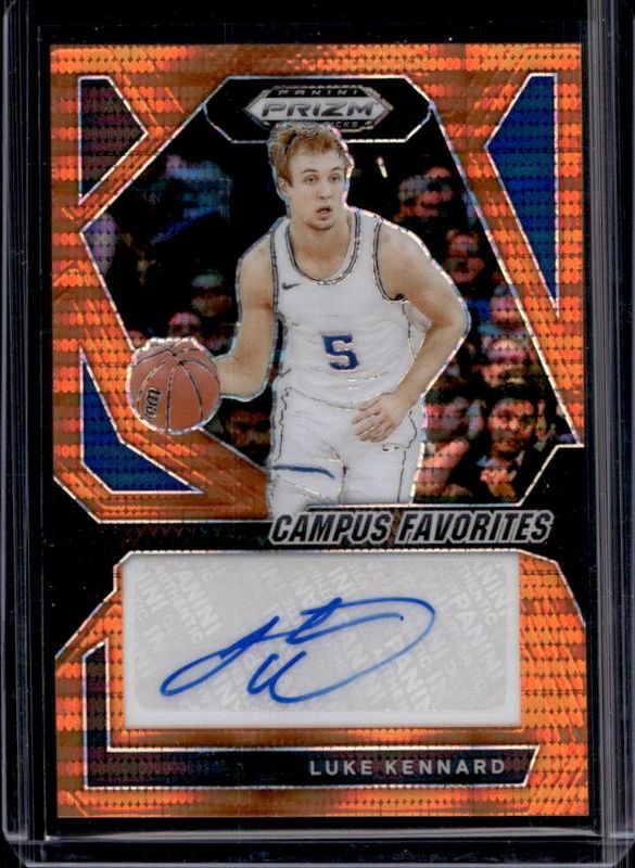 Luke Kennard 2024 Prizm Draft Picks #CFS-LKK Campus Favorites Signatures - Orange Pulsar /49 RAW