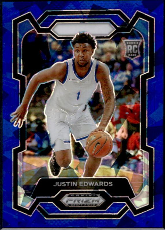 Justin Edwards 2024 Prizm Draft Picks #25 Blue Ice /99 RAW