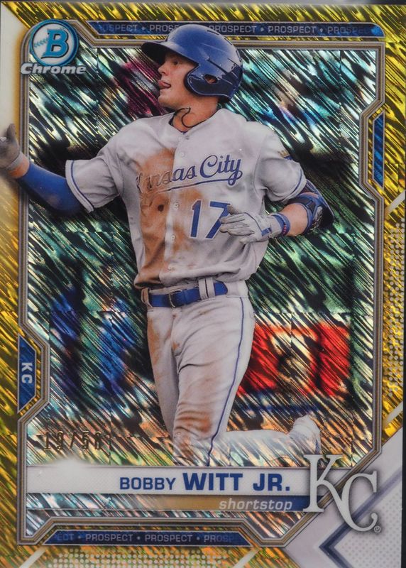 Bobby Witt Jr. 2021 Bowman #BCP-1 Chrome Prospects - Gold Shimmer Refractor /50 RAW