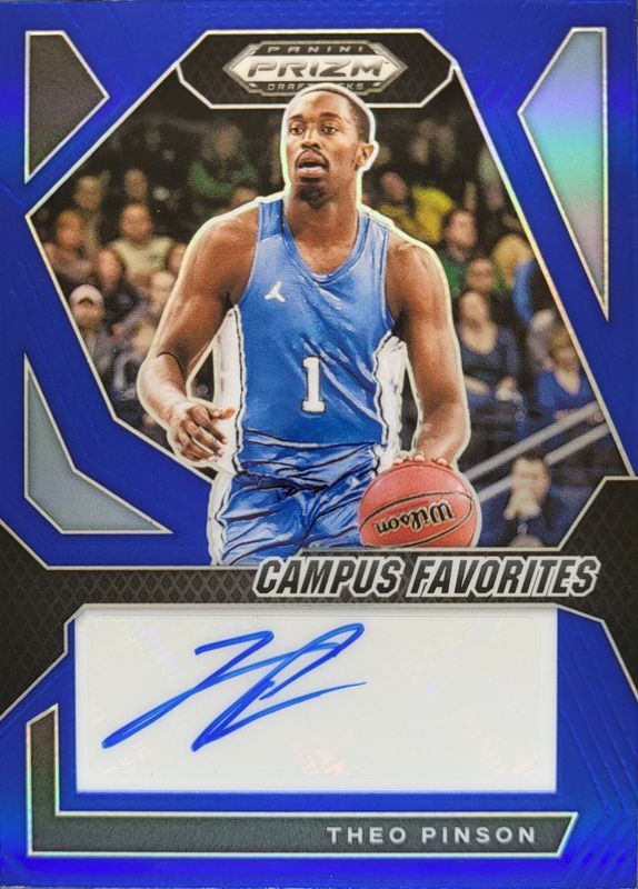 Theo Pinson 2024 Prizm Draft Picks #CFS-TPN Campus Favorites Signatures - Blue /149 RAW