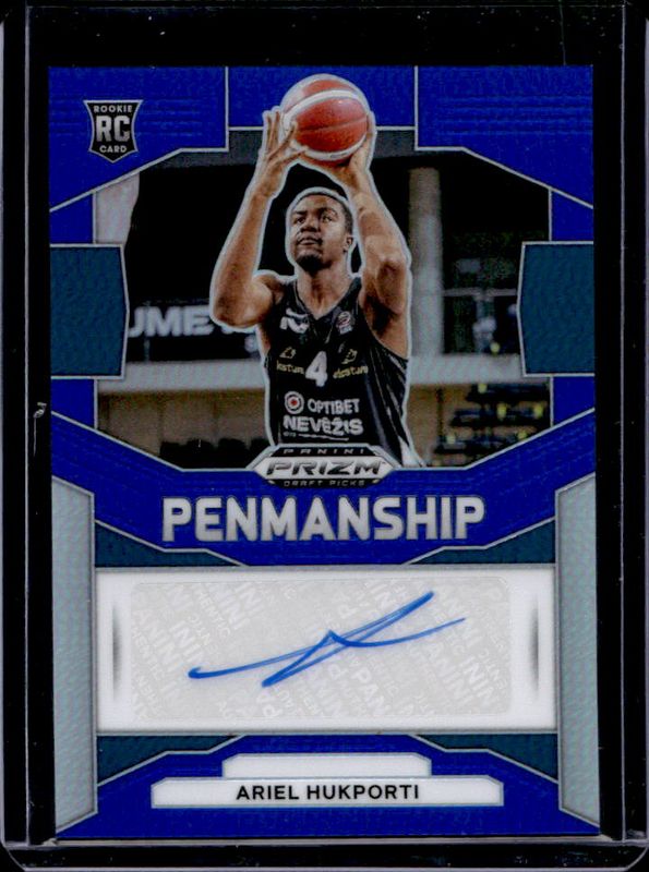 Ariel Hukporti 2024 Prizm Draft Picks #P-HUK Penmanship - Blue /149 Rookie RAW