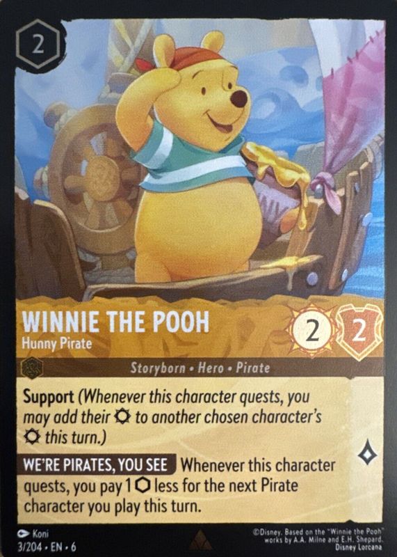 Winnie the Pooh - Hunny Pirate 2024 Azurite Sea #3/204 Cold Foil RAW TCG (NEAR MINT)