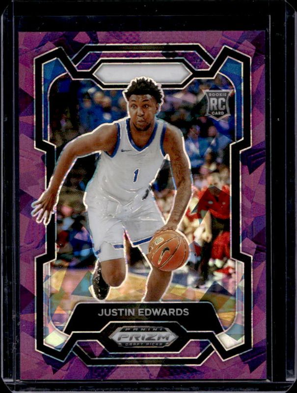 Justin Edwards 2024 Prizm Draft Picks #25 Purple Ice /149 RAW
