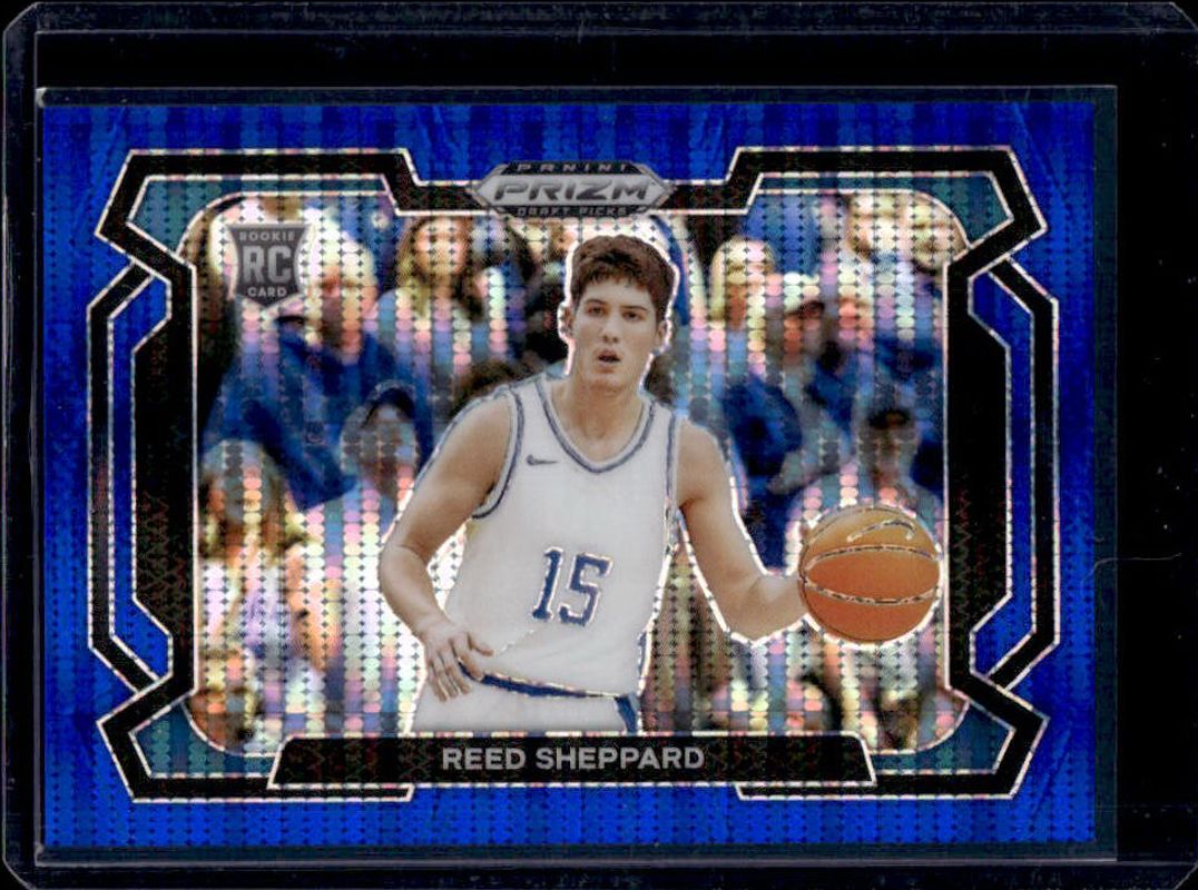 Reed Sheppard 2024 Prizm Draft Picks #21b Blue Pulsar /99 Rookie RAW