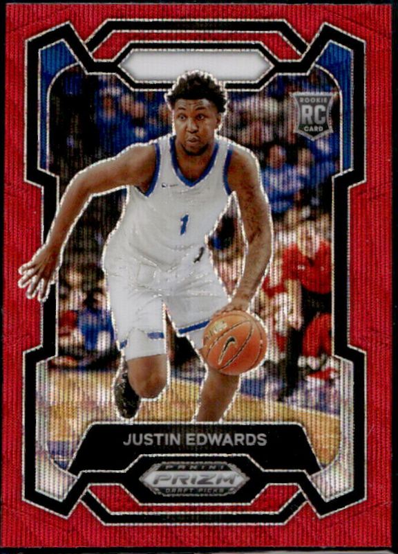 Justin Edwards 2024 Prizm Draft Picks #25 Red Wave RAW