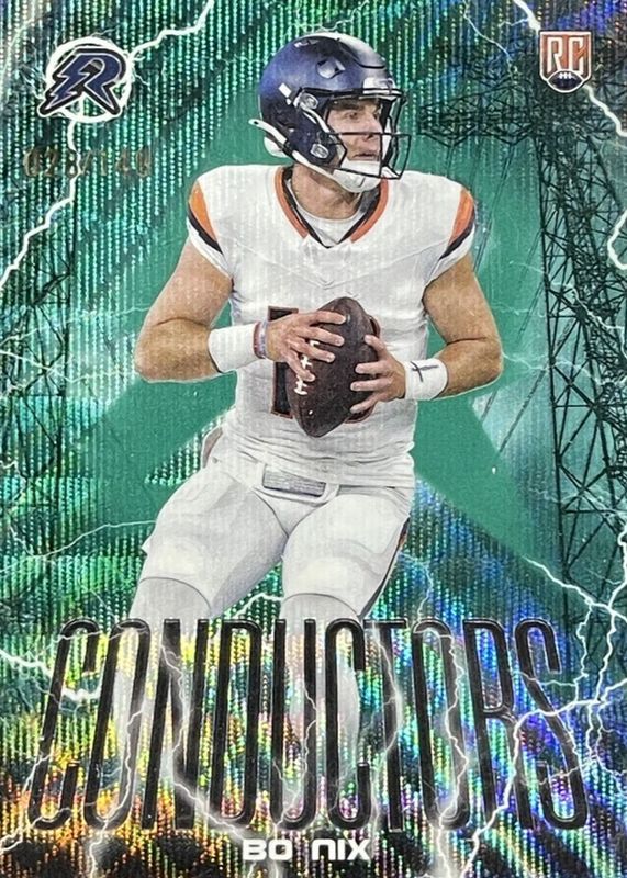 Bo Nix 2024 Topps Resurgence #C-8 Conductors - Teal Surge Refractor /149 Rookie RAW