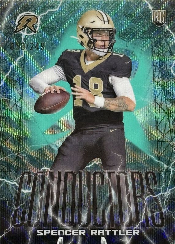 Spencer Rattler 2024 Topps Resurgence #C-9 Conductors - Aqua Surge Refractor /249 Rookie RAW