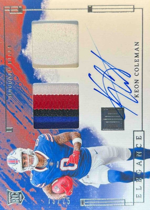 Keon Coleman 2024 Impeccable #RHP-KCN Elegance Rookie Autographs - Helmet & Patch /75 RAW