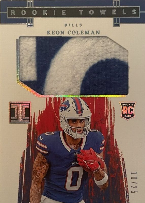 Keon Coleman 2024 Impeccable #RT-KCN Rookie Towels - Silver /25 RAW