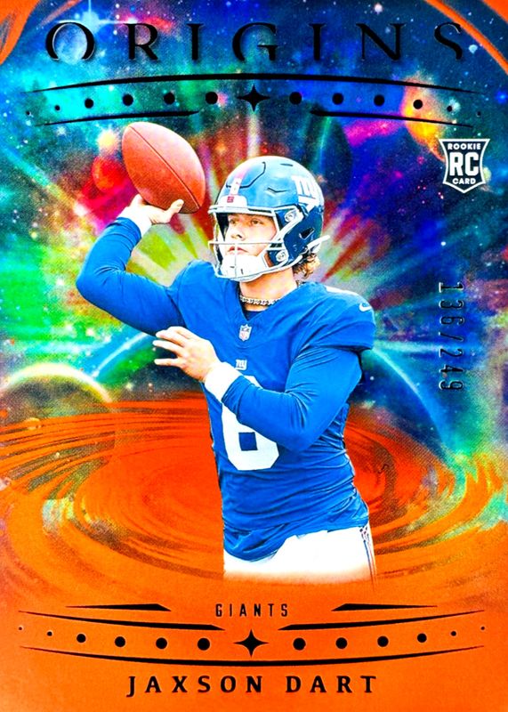 Jaxson Dart 2025 Origins #145 Holo Orange /249 Rookie RAW