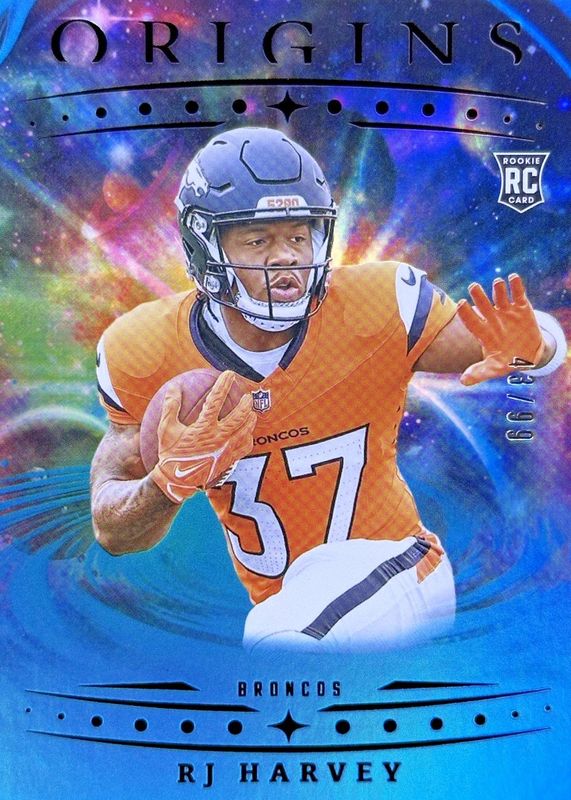 RJ Harvey 2025 Origins #141 Holo Turquoise /99 Rookie RAW