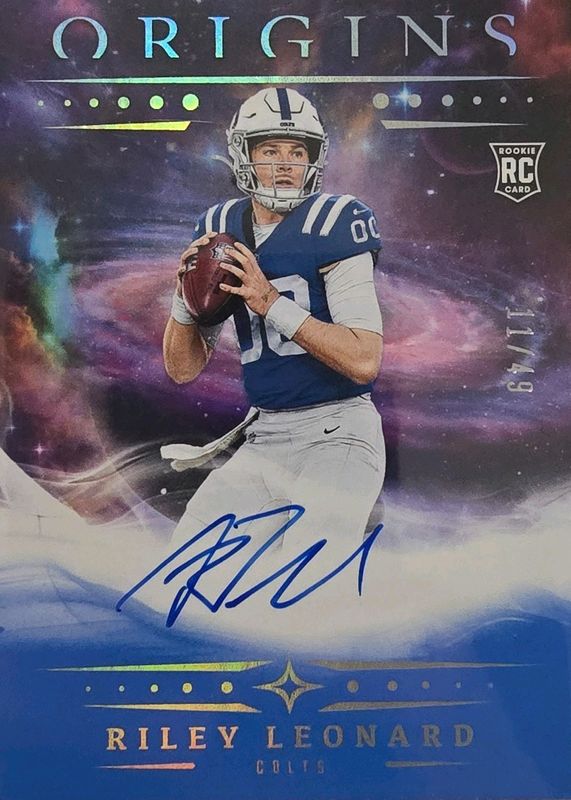 Riley Leonard 2025 Origins #RA-RLE Rookie Autographs - Blue /49 RAW