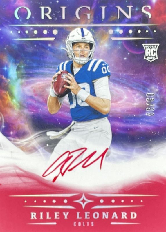 Riley Leonard 2025 Origins #RA-RLE Rookie Autographs - Red /99 RAW