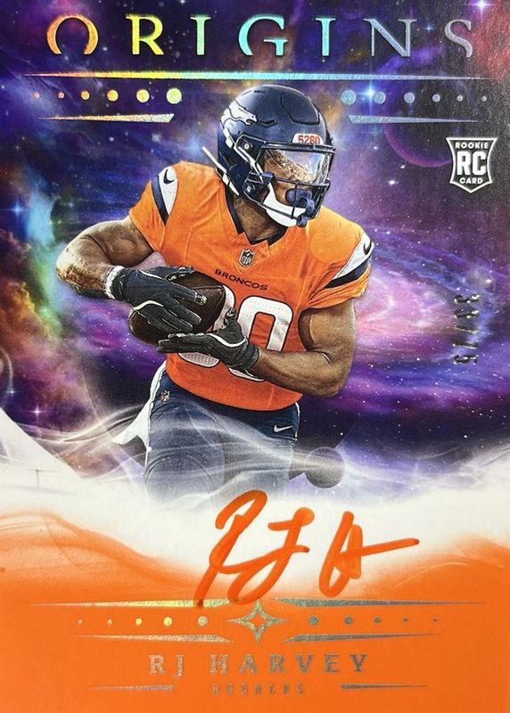 RJ Harvey 2025 Origins #RA-RJH Rookie Autographs - Orange /75 RAW
