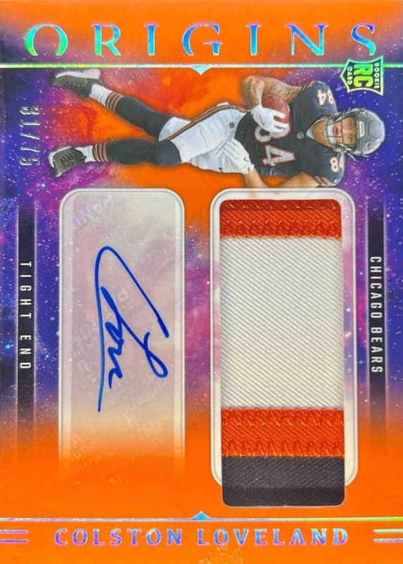 Colston Loveland 2025 Origins #RJJ-CLD Rookie Jumbo Patch Autographs - Orange /75 RAW