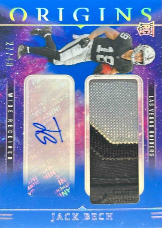 Jack Bech 2025 Origins #RJJ-JBH Rookie Jumbo Patch Autographs - Blue /49 RAW